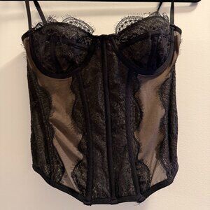 Free People Corset | Black Lace and Tule Bustier | Size M